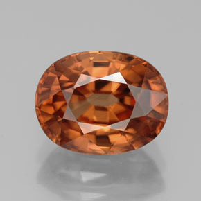 3.45캐럿 천연 오렌지 지르콘, 타원형 컷, 9×7 mm, VVS