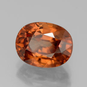 3.45캐럿 천연 오렌지 지르콘, 타원형 컷, 9×7 mm, VVS