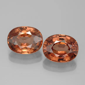 캐럿 천연 로즈 오렌지 지르콘 보석, 타원형 컷, 9×7 mm, IF