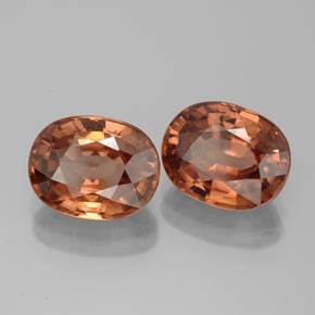 캐럿 천연 로즈 오렌지 지르콘 보석, 타원형 컷, 9×7 mm, IF