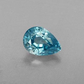 1.02캐럿 천연 블루 지르콘, 배 모양, 6.9×4.9 mm, VVS