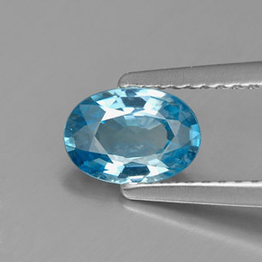 1.04캐럿 천연 블루 지르콘, 타원형 컷, 7.1×5 mm, VVS