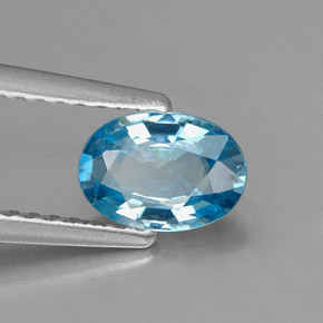 1.04캐럿 천연 블루 지르콘, 타원형 컷, 7.1×5 mm, VVS
