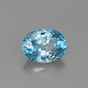 1.19캐럿 천연 블루 지르콘, 타원형 컷, 6.7×5.1 mm, VVS