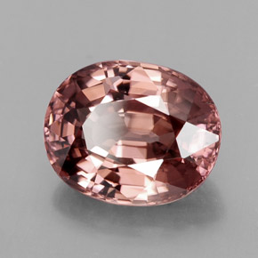 4.34캐럿 천연 로즈 지르콘, 타원형 컷, 10.1×8.1 mm, IF