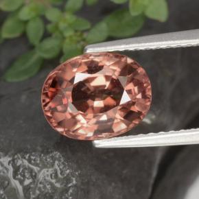 3.11캐럿 천연 로즈 오렌지 지르콘, 타원형 컷, 9.1×7.1 mm, IF