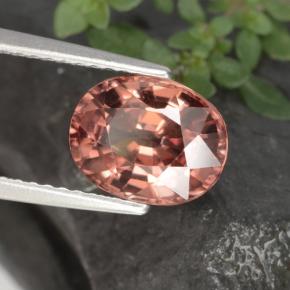 3.11캐럿 천연 로즈 오렌지 지르콘, 타원형 컷, 9.1×7.1 mm, IF