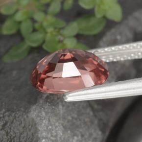 3.11캐럿 천연 로즈 오렌지 지르콘, 타원형 컷, 9.1×7.1 mm, IF
