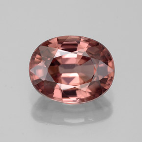 2.93캐럿 천연 로즈 지르콘, 타원형 컷, 9.1×7.2 mm, IF