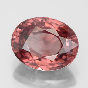 6.19캐럿 천연 로즈 지르콘, 타원형 컷, 11.4×9 mm, VVS