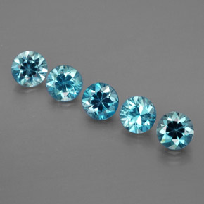 캐럿 천연 블루 지르콘 보석, 라운드 컷, 4.50 mm, VVS-VS