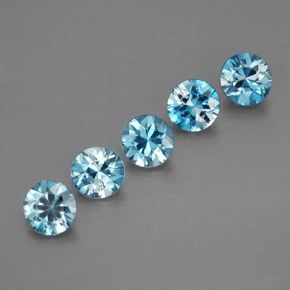 캐럿 천연 블루 지르콘 보석, 라운드 컷, 4.32 mm, VVS-VS