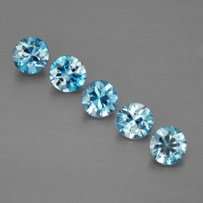 캐럿 천연 블루 지르콘 보석, 라운드 컷, 4.32 mm, VVS-VS