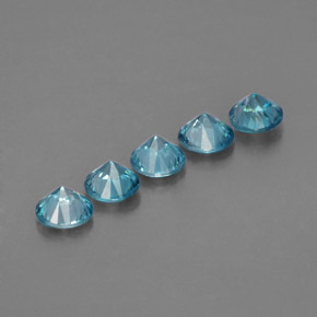 캐럿 천연 블루 지르콘 보석, 라운드 컷, 4.32 mm, VVS-VS