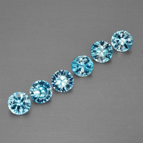 캐럿 천연 블루 지르콘 보석, 라운드 컷, 4.47 mm, VVS-VS
