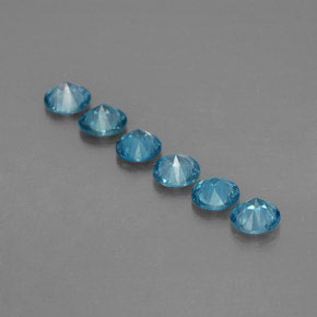 캐럿 천연 블루 지르콘 보석, 라운드 컷, 4.47 mm, VVS-VS