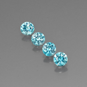 캐럿 천연 블루 지르콘 보석, 라운드 컷, 4.38 mm, VVS