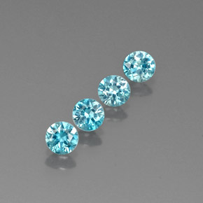 캐럿 천연 블루 지르콘 보석, 라운드 컷, 4.38 mm, VVS