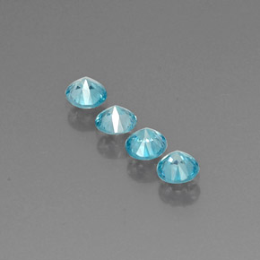 캐럿 천연 블루 지르콘 보석, 라운드 컷, 4.38 mm, VVS