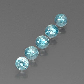 캐럿 천연 블루 지르콘 보석, 라운드 컷, 4.39 mm, VVS