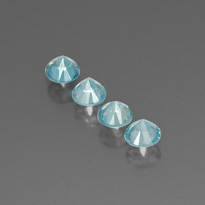 캐럿 천연 블루 지르콘 보석, 라운드 컷, 4.68 mm, VVS