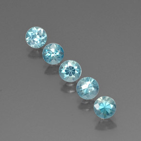 캐럿 천연 블루 지르콘 보석, 라운드 컷, 4.71 mm, VVS