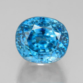 7.38캐럿 천연 블루 지르콘, 타원형 컷, 9.5×8.4 mm, VVS