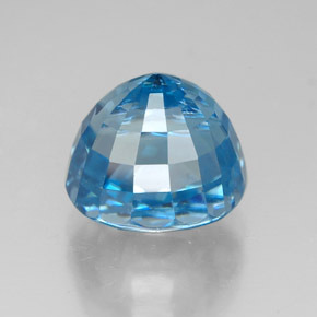 7.38캐럿 천연 블루 지르콘, 타원형 컷, 9.5×8.4 mm, VVS