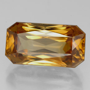 8.32캐럿 천연 골든 옐로우 지르콘, 에메랄드 컷, 13.8×7.3 mm, VVS
