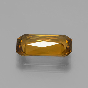 6.47캐럿 천연 골든 옐로우 지르콘, 에메랄드 컷, 13.6×7.7 mm, VVS