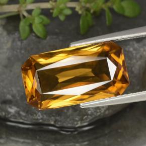 7.91캐럿 천연 다크 오렌지-골드 지르콘, 에메랄드 컷, 14.7×8 mm, VS