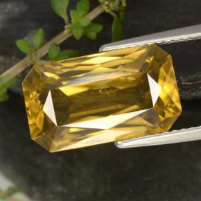 9.67캐럿 천연 골든 옐로우 지르콘, 에메랄드 컷, 14.5×8.6 mm, VVS-VS