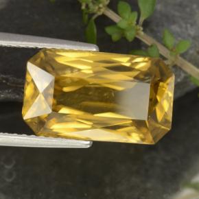 9.67캐럿 천연 골든 옐로우 지르콘, 에메랄드 컷, 14.5×8.6 mm, VVS-VS