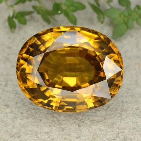 47.35캐럿 천연 골든 옐로우 지르콘, 타원형 컷, 22.5×18.1 mm, VVS