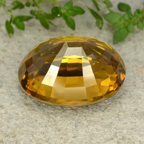 47.35캐럿 천연 골든 옐로우 지르콘, 타원형 컷, 22.5×18.1 mm, VVS