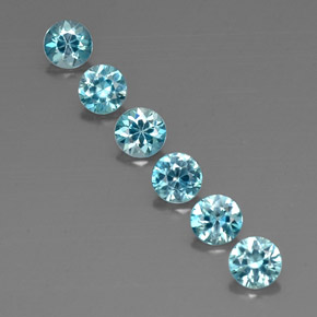 캐럿 천연 블루 지르콘 보석, 라운드 컷, 4.56 mm, VVS-VS