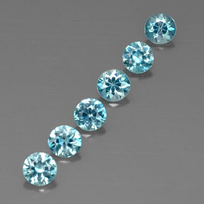 캐럿 천연 블루 지르콘 보석, 라운드 컷, 4.56 mm, VVS-VS