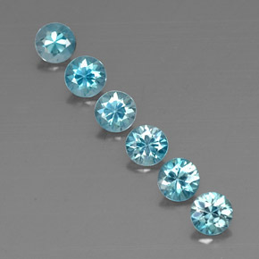캐럿 천연 블루 지르콘 보석, 라운드 컷, 4.62 mm, VVS-VS