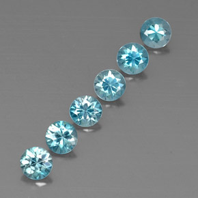 캐럿 천연 블루 지르콘 보석, 라운드 컷, 4.62 mm, VVS-VS