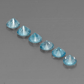 캐럿 천연 블루 지르콘 보석, 라운드 컷, 4.62 mm, VVS-VS