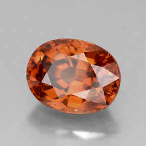 3.64캐럿 천연 오렌지 지르콘, 타원형 컷, 9.1×7.1 mm, VVS