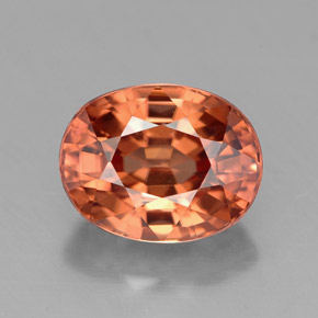 3.38캐럿 천연 오렌지 지르콘, 타원형 컷, 9×7.1 mm, VVS