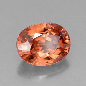 3.38캐럿 천연 오렌지 지르콘, 타원형 컷, 9×7.1 mm, VVS