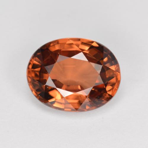 3.05캐럿 천연 미디엄 다크 오렌지 지르콘, 타원형 컷, 9.1×7.2 mm, VVS