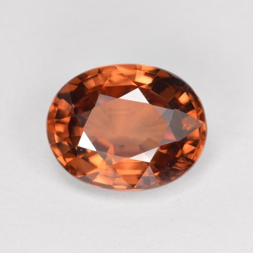 3.05캐럿 천연 미디엄 다크 오렌지 지르콘, 타원형 컷, 9.1×7.2 mm, VVS