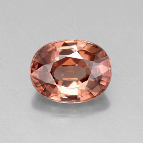 3.26캐럿 천연 로즈 오렌지 지르콘, 타원형 컷, 9.1×7.1 mm, VVS