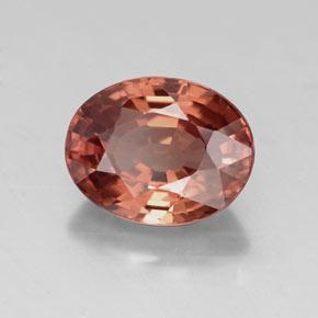 3.10캐럿 천연 미디엄 레드 지르콘, 타원형 컷, 9×7.1 mm, VVS