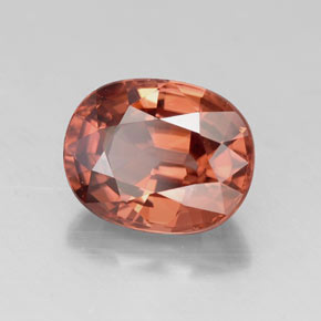 3.41캐럿 천연 따뜻한 빨강 지르콘, 타원형 컷, 9×7.2 mm, VVS