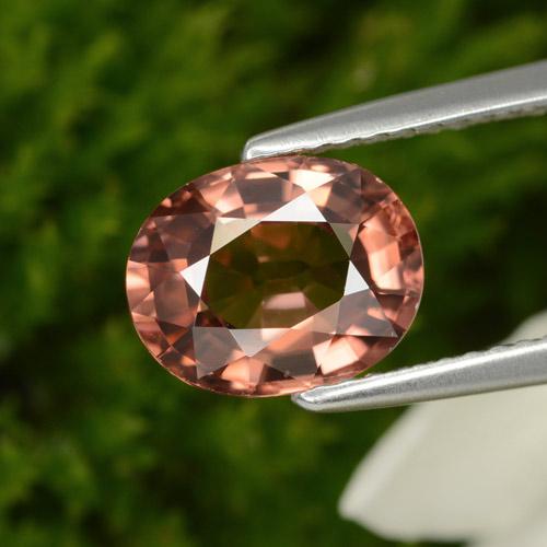 3.07캐럿 천연 붉은빛 핑크 지르콘, 타원형 컷, 9×7.1 mm, VVS