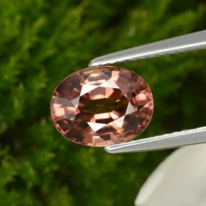 2.95캐럿 천연 로즈 지르콘, 타원형 컷, 9.2×7.1 mm, VVS